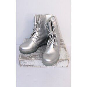Sorel Disney Frozen Youth Ankle Boots Girls 3 Silver Leather Lace Up Wedge Heel